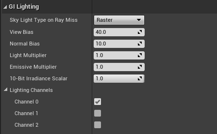 DDGI lighting settings panel DDGI lighting settings panel